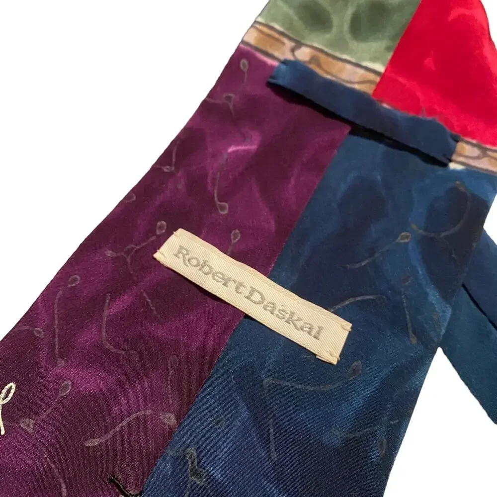 Robert Daskai Hand Painted tie 100% Silk Made in the USA